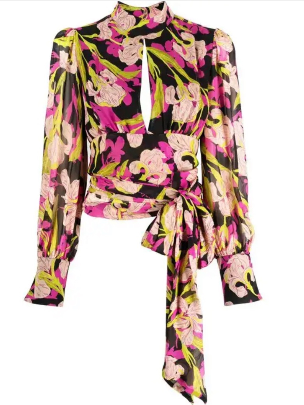 Pinko floral top with wrap around tie at waist